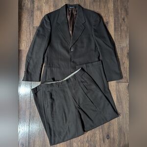 Zanetti Italian 100% Extra Fine Merino Wool Mens Two Piece Suit Size 44 / 32 BRN